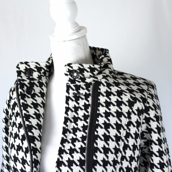 Houndstooth Zip Coat NWOT Black & White - Picture 6 of 9